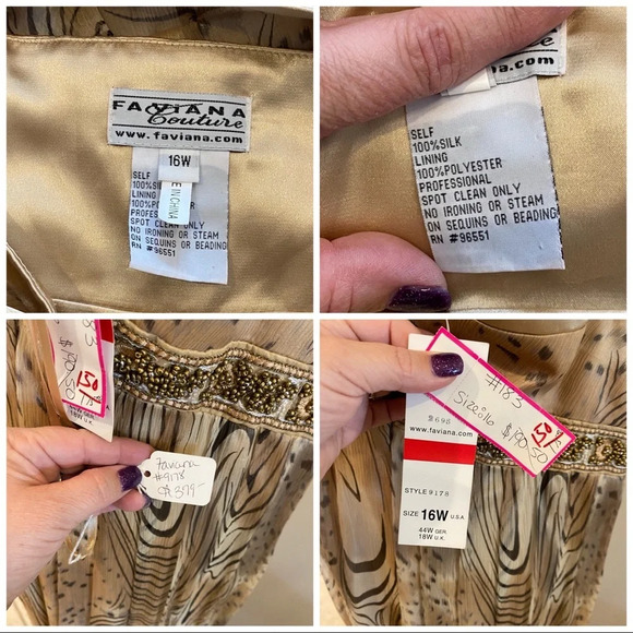 Faviana Couture Animal Print Silk Formal Prom Gown - Picture 10 of 10